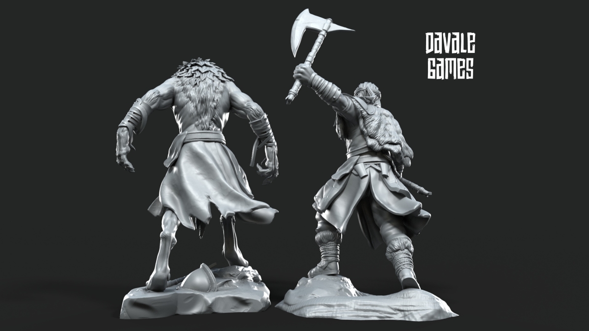 Ragnar der Halbwolf in menschlicher und Wolfsgestalt